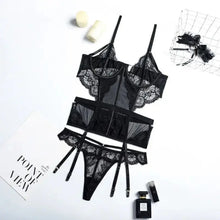 Load image into Gallery viewer, Cutout Lace Garter Lingerie Set