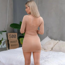 Load image into Gallery viewer, Deep V Neck Hollow Out Bodycon Mini Dress