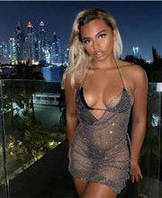 Load image into Gallery viewer, Diamond Mesh Bling Transparent Dress