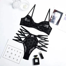 Load image into Gallery viewer, Dot Lace Mesh Patchwork Lingerie Set