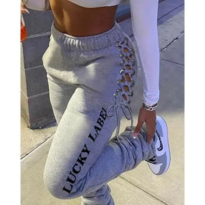 Drawstring Fashion High Waist Fold Sweatpants
