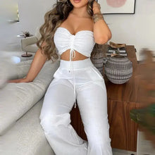 Load image into Gallery viewer, Drawstring Tube Cropped Top &amp; Pants Sets