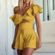 Load image into Gallery viewer, Elegant One Shoulder Knotted Romper