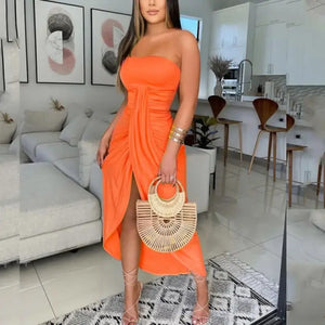 Elegant Robes High Slit Tube Dress