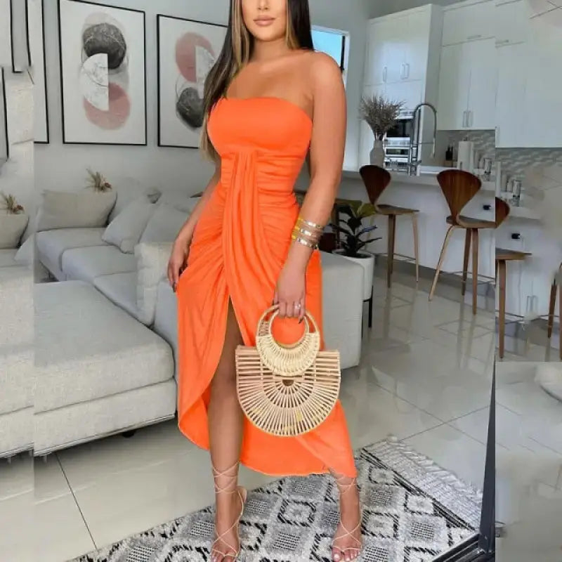Elegant Robes High Slit Tube Dress