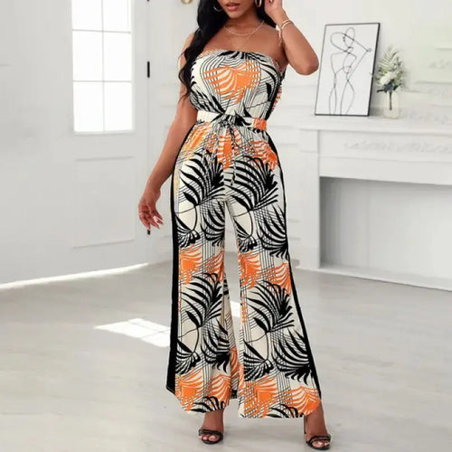 Elegant Sleeveless Formal Drawstring Wide Leg Jumpsuit
