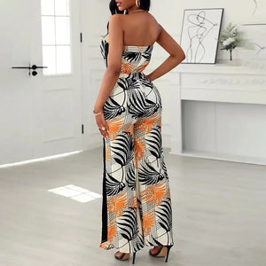 Elegant Sleeveless Formal Drawstring Wide Leg Jumpsuit
