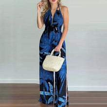 Load image into Gallery viewer, Elegant Sleeveless Halter V Neck Open Back Wide Leg Jumpsuit