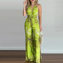 Load image into Gallery viewer, Elegant Sleeveless Halter V Neck Open Back Wide Leg Jumpsuit