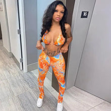 Load image into Gallery viewer, Fashion Printed Bra Crop Top and Pants Set