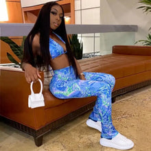 Load image into Gallery viewer, Fashion Printed Bra Crop Top and Pants Set