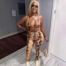 Load image into Gallery viewer, Fashion Printed Bra Crop Top and Pants Set