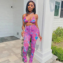 Load image into Gallery viewer, Fashion Printed Bra Crop Top and Pants Set