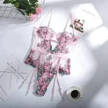 Load image into Gallery viewer, Floral Embroidery Lace Spaghetti Strap Bodysuit