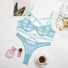 Load image into Gallery viewer, Floral Lace Transparent Bandage Bra &amp; Panty Lingerie Set