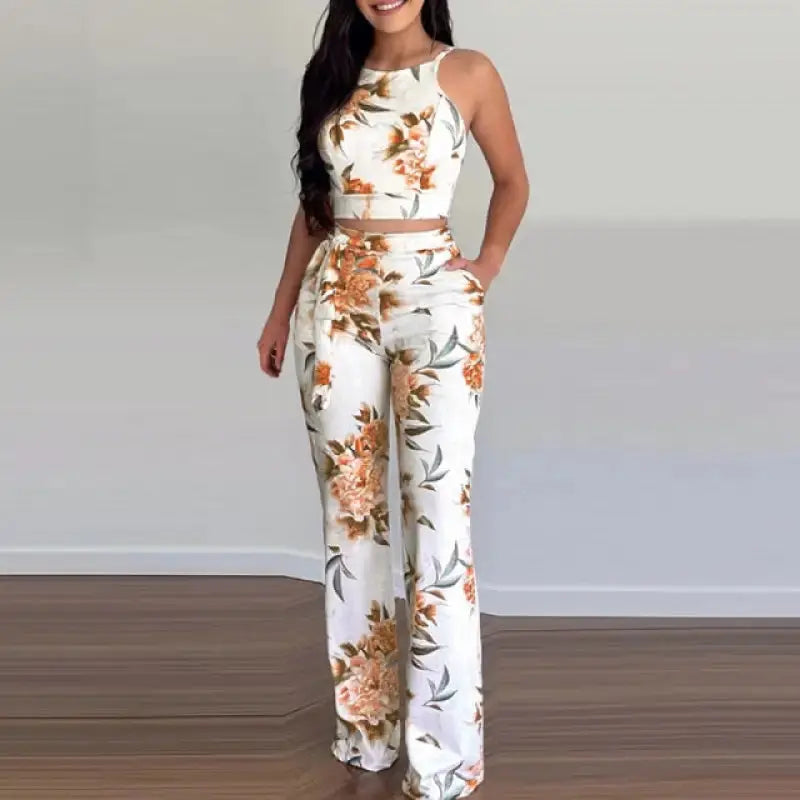 Floral Print Sleeveless Top & Pants Set