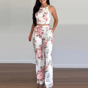 Floral Print Sleeveless Top & Pants Set
