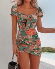 Load image into Gallery viewer, Floral Square Neck Tie Front Dress