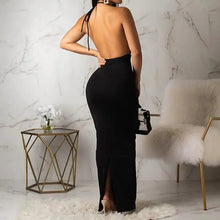 Load image into Gallery viewer, Front Cut Out and Cross Tie Mermaid Backless Maxi Dress