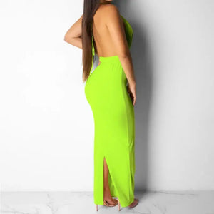 Front Cut Out and Cross Tie Mermaid Backless Maxi Dress