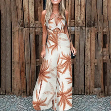 Load image into Gallery viewer, Geo Pattern Print Cutout Wide Leg Halter Jumpsuit