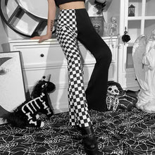 Load image into Gallery viewer, Geometry Print Grunge Elastic Waist Skinny Patchwork Flare Pants