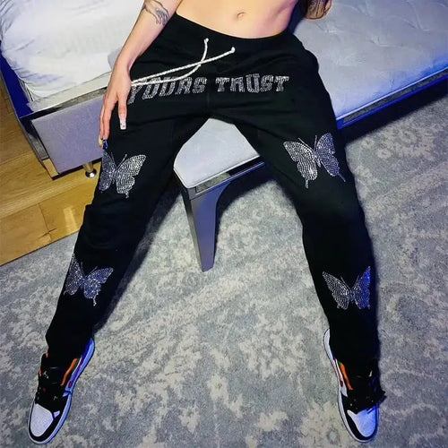 Gothic Butterfly Diamond Pants