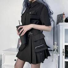 Load image into Gallery viewer, Gothic Punk Black High Waist Mini Skirt