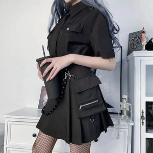 Gothic Punk Black High Waist Mini Skirt
