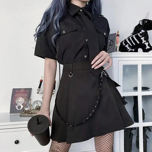 Gothic Punk Black High Waist Mini Skirt