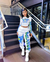 Load image into Gallery viewer, Graffiti Letter Print Joggers Fashion Sweatsuit
