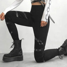 Load image into Gallery viewer, Grunge Rivet Belt Patchwork Pants