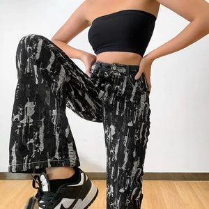 Harajuku High Waist Straight Denim Streetwear Pants