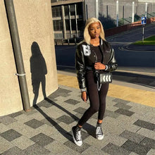 Load image into Gallery viewer, Harajuku Patchwork Long Sleeve Crop Baseball Jacket