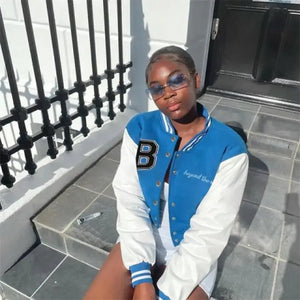 Harajuku Patchwork Long Sleeve Crop Baseball Jacket