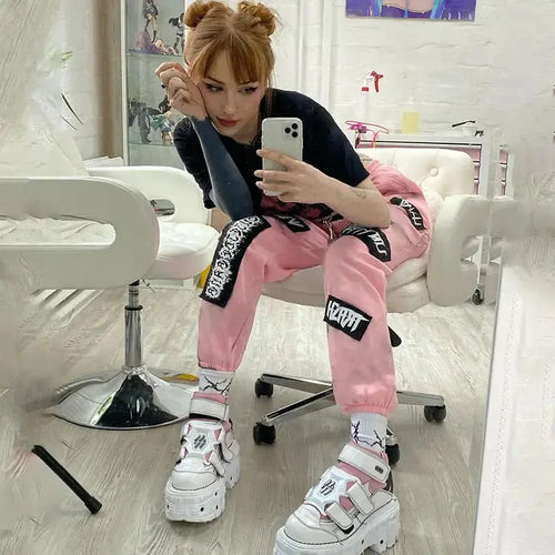 Harajuku Y2K Letter Print High Waist Joggers