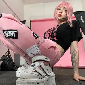 Harajuku Y2K Letter Print High Waist Joggers