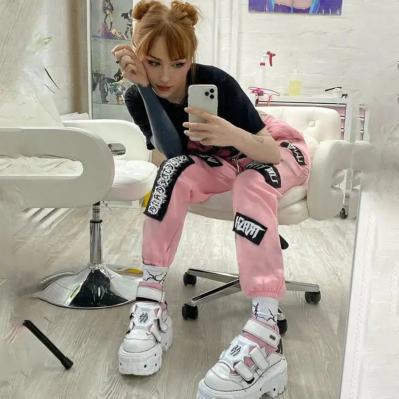 Harajuku Y2K Letter Print High Waist Joggers
