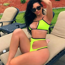 Load image into Gallery viewer, High Waist Cut Out Padded Push Up Micro Bikini Set