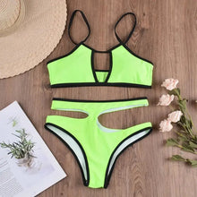 Load image into Gallery viewer, High Waist Cut Out Padded Push Up Micro Bikini Set