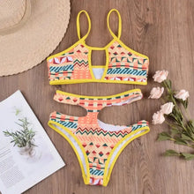 Load image into Gallery viewer, High Waist Cut Out Padded Push Up Micro Bikini Set