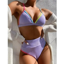 Load image into Gallery viewer, High Waist Patchwork Beachwear Bikini Set