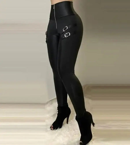 High Waist Pocket Design Casual Pants