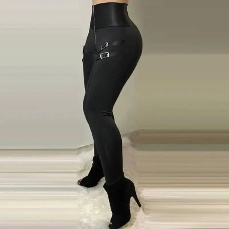 High Waist Pocket Design Casual Pants