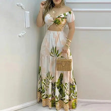 Load image into Gallery viewer, Hollow Out Print Summer V Neck Casual Dress