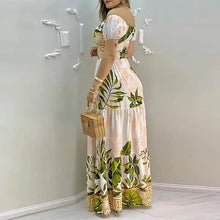 Load image into Gallery viewer, Hollow Out Print Summer V Neck Casual Dress