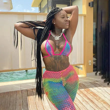 Load image into Gallery viewer, Hollow Out Tie Dye Lace Sleeveless Bikini Set