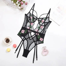 Load image into Gallery viewer, Lace Hollow Out Wire Bra Thong Garters Suspender 3Pc Set