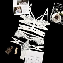 Load image into Gallery viewer, Lace Transparent Bandage Bra Underwire &amp; Panty Lingerie Set