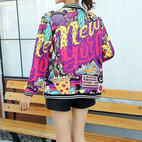 Letter Print Streetwear Kpop Bomber Jacket